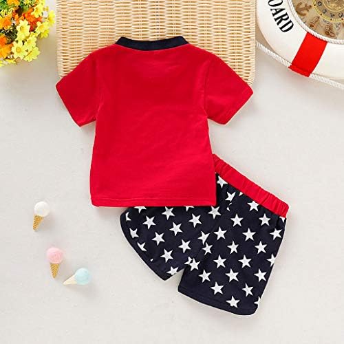 Kehen-Infant Baby Toddler Boy Summer Roupos de verão 4 de julho T-shirt de manga curta + estrelas shorts conjuntos casuais