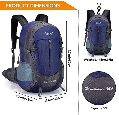 G4Free 35L Caminhando Backpack Resistente a Água Resistente Esportes ao ar livre Viagem Daypack leve com cobertura de chuva para homens homens