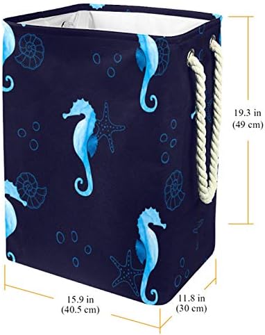 Deyya Marinha azul marinha marinha marinha marinheiro do cavalo marinheiro cesto de lavanderia de altura de altura para crianças adultas meninos adolescentes meninas no quarto banheiro 19.3x11.8x15.9 em/49x30x40.5 cm