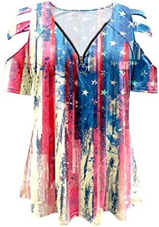 4 de julho camisetas camisetas para mulheres de manga curta v túnicas de pescoço túnicas de bandeira americana listras tie-dye blusa patriótica top