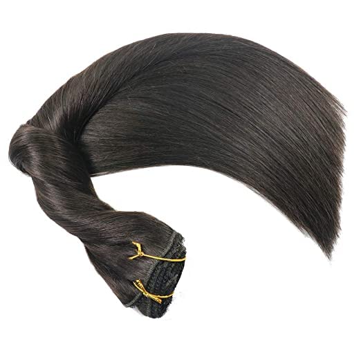 Clipe de renda de cabelo humano real em extensões de cabelo de grossa cor de espessura 1c Natural Black 18 polegadas