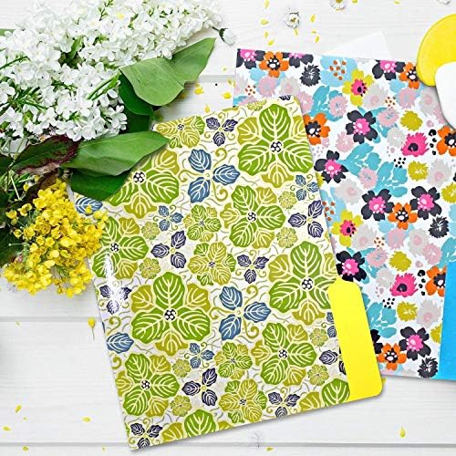 Pastas de arquivo decorativas wot i 12packs, pastas de arquivo fofas com 6 design floral fofo e 6 cores sólidas vibrantes, pastas