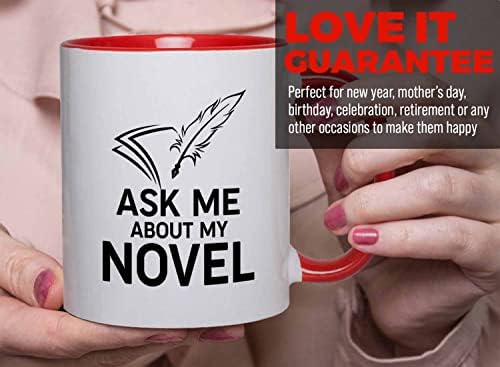 Bubble abraços escritor 2tone caneca vermelha 11oz - Pergunte -me sobre meu romance - Autor Book Lovers Pump Writing Writing Freelancer