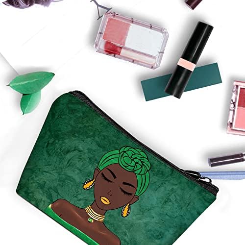 BDAWQUG 2 PCS Bag de maquiagem de viagens Afro -americanas Estampa pequenas sacolas de cosméticos para mulheres pretas naturais afro organizador de armazenamento portátil para uso diário de bolsa
