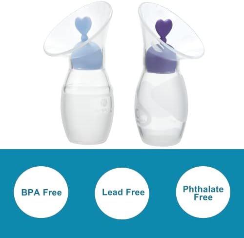 Bombas de mama de silicone de grau alimentar AMPLIM 2X 4oz/100ml | Coletor manual de leite com bomba de mama com rolhas de economia