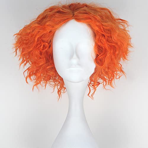 Peruca de cosplay de Malisa laranja peruca sintética curly com cabelos resistentes ao calor para peruca de custos curtos de Halloween