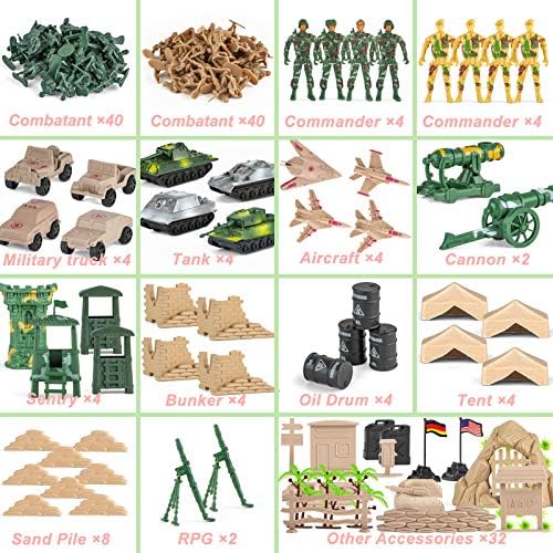 Divwa Army Men Toys for Boys 8-12, Base do exército de soldados de brinquedos militares de 160 PCs, incluindo Homens e