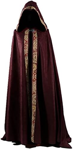 Mantos longos góticos para homens para homens, trajes de cosplay de halloween mantos capuzes de capuzes, vestido de vampiro