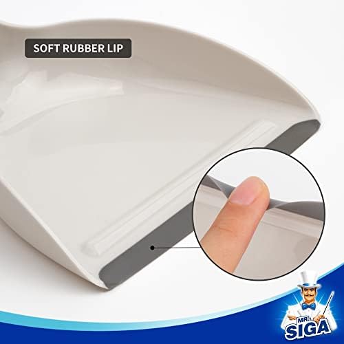 Mr.Siga Mini Dustpan e conjunto de pincel, escova de limpeza portátil e combinação de lixo com alça de bambu, 1 conjunto