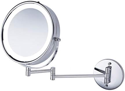 Espelho de maquiagem de Zchan, ampliação de 5x de dupla face de 8,5 polegadas redonda redonda de alta definição de alta definição ajustável espelho de parede iluminado