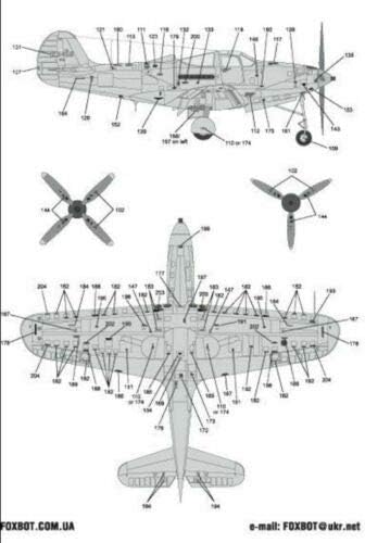 Decalque para estênceis para P-39 Aircobra 1/48 escala Foxbot 48-031-Kit de modelo