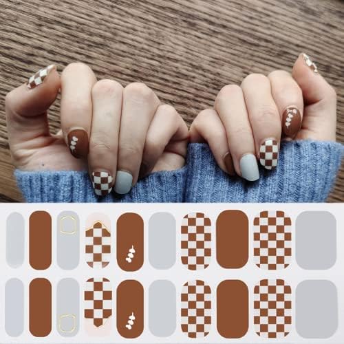 Pinkpine semi -curado Gel Polish tiras | 20pcs Gel Nail Art Stickers/ envoltórios