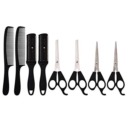 PretyZoom Professional Hair Cutting Scissors Conjunto, escova e pente de cabelo para homens e mulheres barbeiro Rainning Scissors Cabelo Kit Shears Kit para salão de barbeiro e Home 2 Conjuntos/8pcs