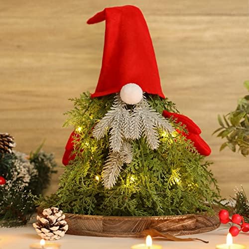 Decoração de Natal para casa 19,68 Gnomos com LED Light Winter Lighted Christmas Tree Table Ornament for Tabetrop Mantelipe