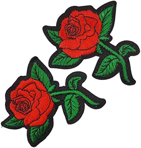 Rosas vermelhas de flores bordadas de remendos de apliques