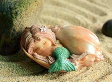 Gemmia Miniatura Mermais Figure-Mermaid Sleeping in Seashell estátua