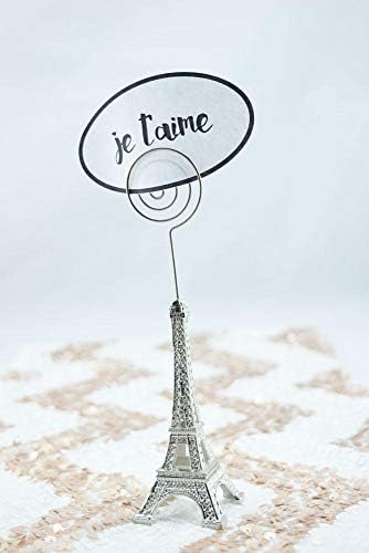 Paperlanternstore.com Paris Eiffel Tower 5 polegadas cartão/suporte de foto, metal, prata