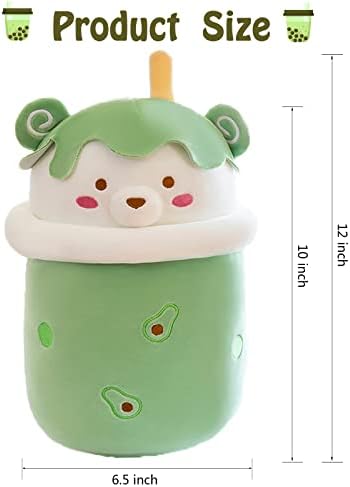 Toys de pelúcia visiken de pelúcia, travesseiro de urso de chá de leite fofo de 9,8 polegadas, adequado para crianças e adultos, pode
