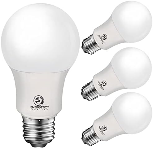 Lâmpada LED de LED A19 equivalente mais inteligente de 60W, lâmpada LED, branca macia 2700k, base padrão e26, listagem listada por UL, lâmpada LED não imbecil, 15000 hrs, 4 pacote