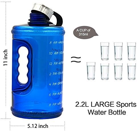 Botthe de água motivacional de meio galão com marcador de tempo, BPA Sports Water Jug com tempos para beber - 64 oz, preto