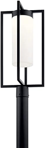 Kichler Drega 24 polegadas 1 LED Post Light com vidro gravado em cetim em preto