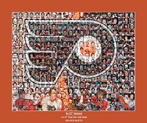 NHL Philadelphia Flyers Photo Mosaic Print Art projetado usando 100 dos melhores jogadores de folheto de todos os tempos.
