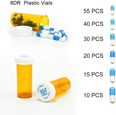 Garrafas de comprimidos com tampa resistente à criança, frascos de prescrição - empurrar e girar - recipientes de plástico de medicamento