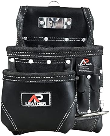 AP-Leather Pro-14 de grão de grão superior Cintos de ferramentas de couro, bolsa de 14 bolso/cinto/bolsa para carpinteiro,