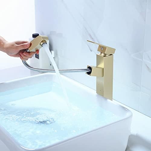 Torne a torneira de banheiro Torneira de bacia retrátil de um orifício único para água quente e fria de alça de cobre de cobre