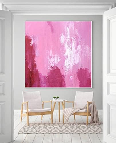 Abstrato bege rosa, arte contemporânea, mini arte abstrata de lona, ​​decoração de parede de cozinha, pintura de lona original,