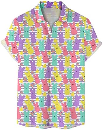 Camisa havaiana de páscoa coelho de páscoa coelho camisa estampada camisa clássica camisa polo de manga curta para homens