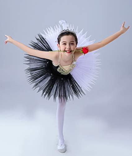 ZX GIRL's Ballet Swan Lake Tutu Traje profissional Camisole Skirted Leotard Ballerina Dancewear Fairy Princess Dress