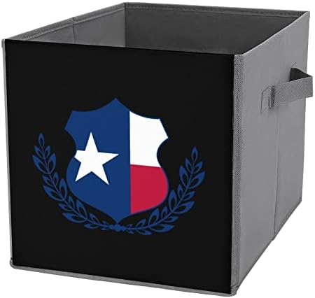 Cubos de armazenamento de bandeira do Texas com alças Bins de tecido dobrável Organizando cestas para o armário das prateleiras