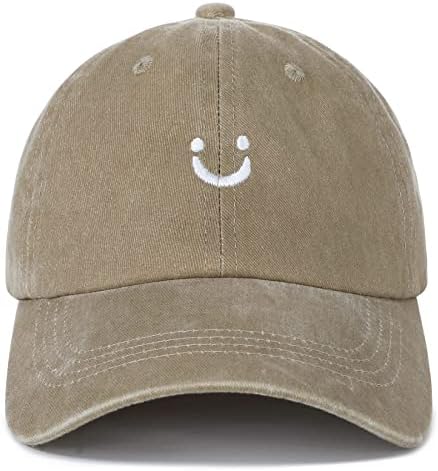 Century Star Unissex Smiley Face Baseball Hat para homens Capas de beisebol feminino Vintage Lavado Papai Capt de algodão