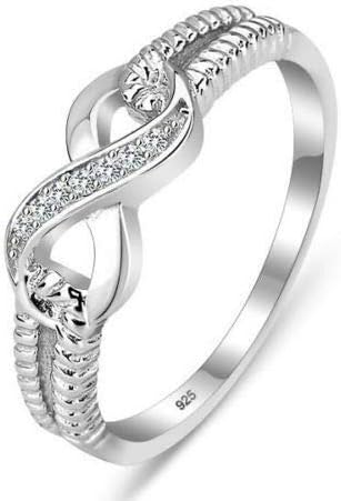 Aura Jóias Mulheres de Zircão Infinito Casamento 925 Silver Ring Melhores anéis de cristal de presente Tamanho 5-11