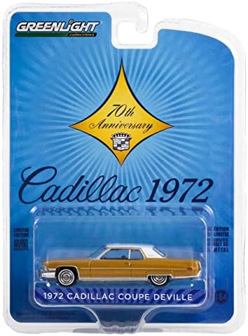 Greenlight 28100-A Série de Coleção de Aniversário 14-1972 Cadillac Coupe Deville-Cadillac 70 anos 1:64 Diecast escala