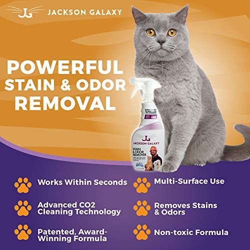 Jackson Galaxy: Removedor de manchas e odor - Removedor de urina para animais de estimação - 23 oz de garrafa - 2
