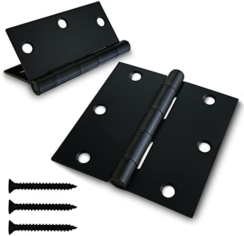 Dobradiças de porta preta, 3 pacote para portas 3 1/2 dobradiças de porta interior de 3,5 x3,5 polegadas de dobra quadrada padrão residencial