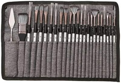 LMMDDP 24pcs pico de nylon plano de madeira maçaneta de madeira tinta tinta pincel aquarela conjunto de pintura de acrílico de arte