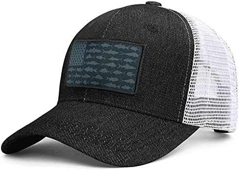 Chapéus de caminhão de caminhão de bandeira de peixe americano - presentes de pesca para homens - chapéus de pesca ao ar
