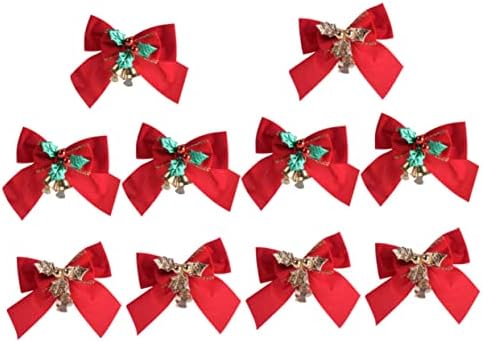 Garneck 20pcs Christmas Bow Christmas Door Bell Danger Ornamentos para festas em casa Kits Decoração de decoração