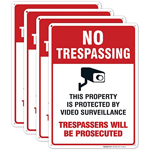 VIEVERVEILIÇÃO DE VÍDEO SEM PRESSAÇÃO DE TRANSPASSÃO, câmera de segurança CCTV, 10x14 polegadas, alumínio .040 sem ferrugem, resistente ao desbotamento, fabricado nos EUA por sinais SIGO