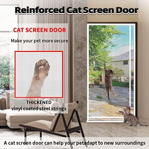 Porta de tela de gato espessou a tela de tela de animal de estimação forte porta de tela anti-arranhão, fácil de instalar a porta