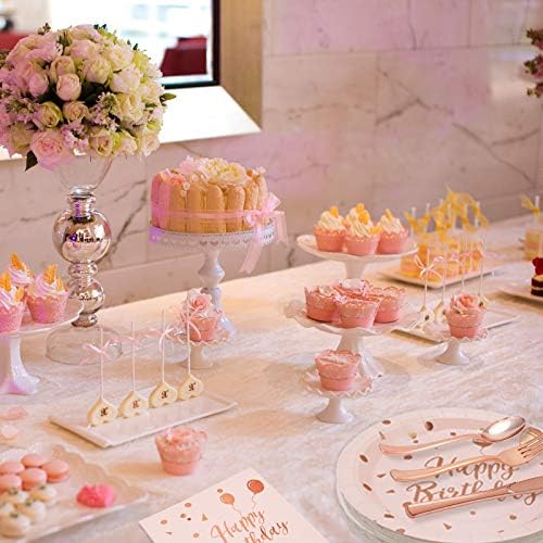 Decorações de aniversário de ouro rosa de 200pcs para pratos e copos de festa e guardanapos, material de aniversário rosa para mulheres servem 25 convidados