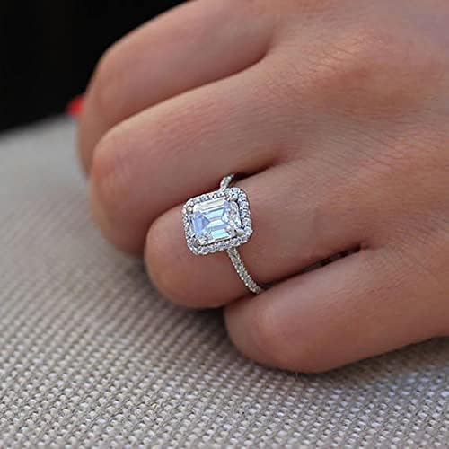 2023 Retângulo requintado Diamantes completos Anel de zircão para mulheres Anel de noivado Jóias de jóias de jóias tendentes