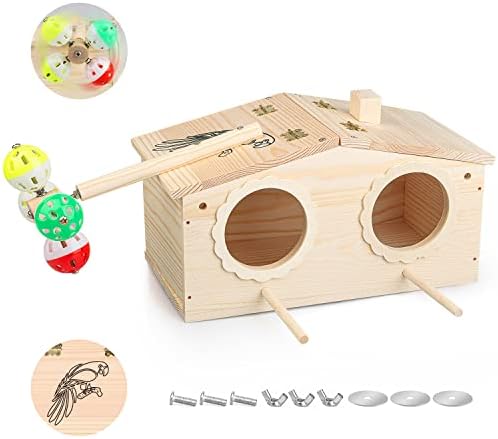 Caixa de criação de pássaros Agokud, madeira grande peão -de -penteet caixa de ninho de gaiola brinqued
