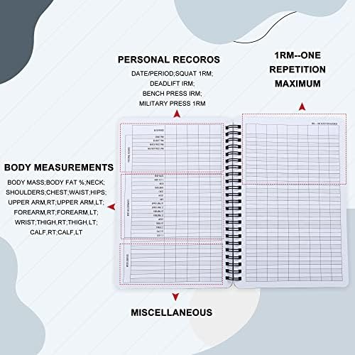 Warmhut Fitness Journal, Log de treino de 6 x 8 polegadas para rastrear 142 exercícios e exercícios Progress Sprial Bound Diário Planejador