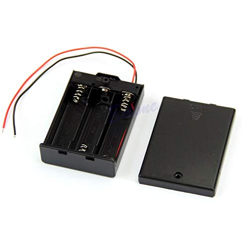 Caixa de caixa de suporte de plástico rígido para 3 x bateria com fios de arame