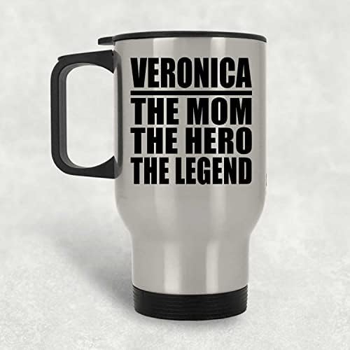 Projeta e veronica a mãe, o herói, a lenda, a caneca de viagem de prata 14 onças de aço inoxidável, copo isolado, presentes para aniversário