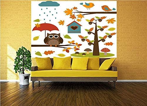 116x83 polegadas mural de parede, impressão artística de desenhos animados para crianças crianças corujas ninho ninho